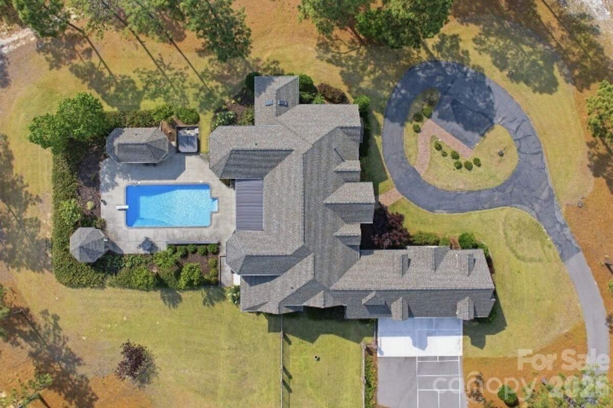 Shown is the mansion of the 45-acre estate for sale near Pinehurst.