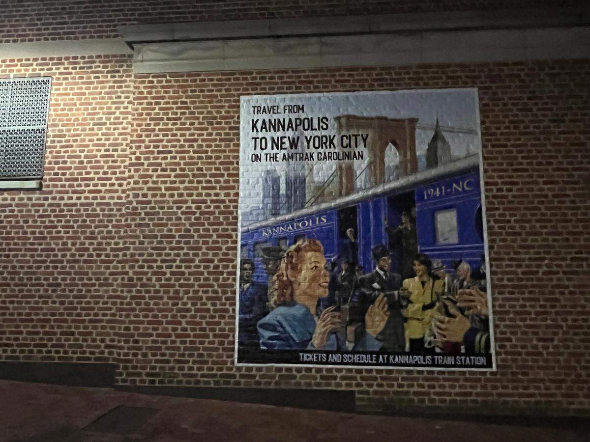 A mural showcases Kannapolis’ Amtrak station.
