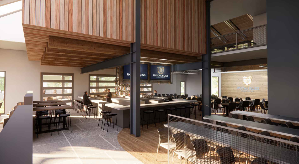 The interior of the planned Royal Bliss II brewery in Cornelius is shown in this architect rendering.
