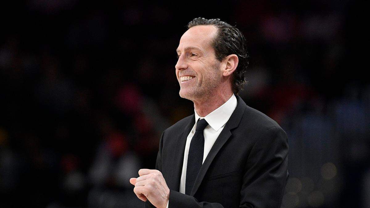 FILE - Brooklyn Nets coach Kenny Atkinson watches during the first half of the team’s NBA basketball game against the Washington Wizards, Feb. 1, 2020, in Washington. The Charlotte Hornets have agreed to terms on a contract with Atkinson, now a Golden State Warriors assistant, to become their next coach, according to a person familiar with the situation. The person spoke to The Associated Press on condition of anonymity Friday because Atkinson has not yet signed the contract. (AP Photo/Nick Wass, File)