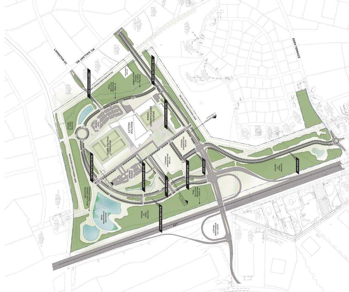Aerial layout of what the Carolina Panthers are planning for their Rock Hill headquarters.