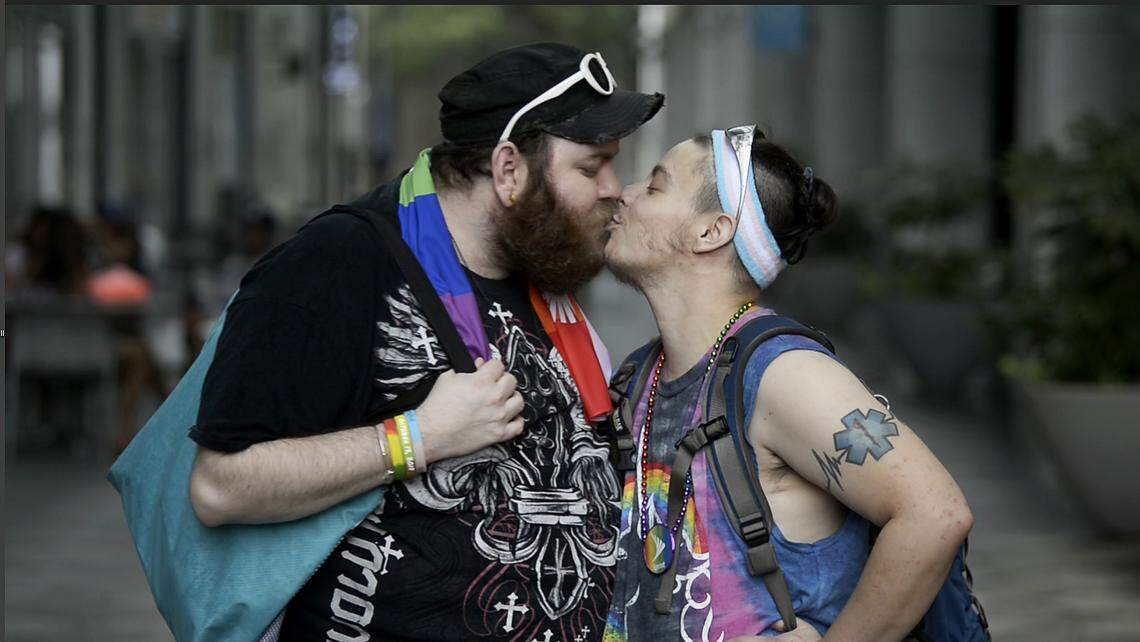 Liam and Duane, shown here at Charlotte’s Pride Festival, were introduced in 2017 by a mutual friend and felt a connection right away.