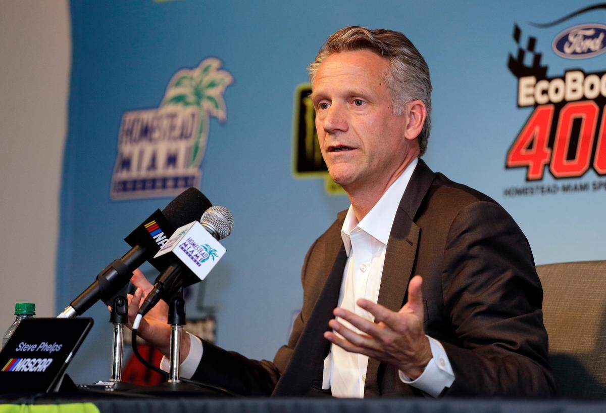 Steve Phelps (right) was named NASCAR president in 2018 and has already made key changes for NASCAR’s future.