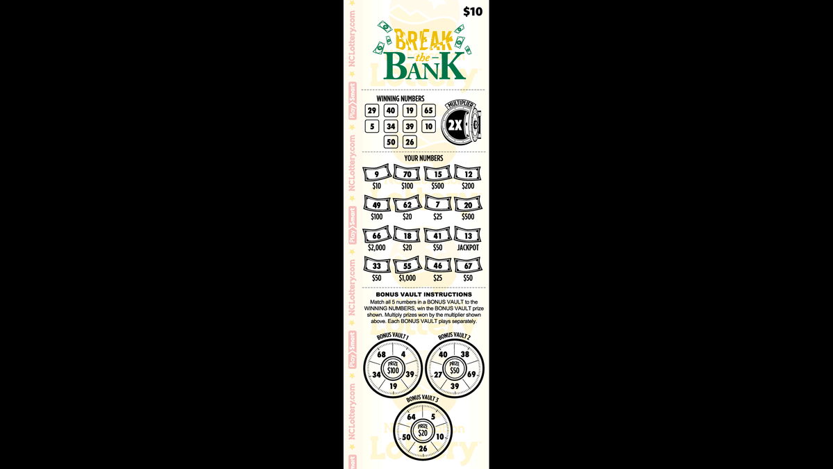 Break the Bank Fast Play NC lottery ticket.