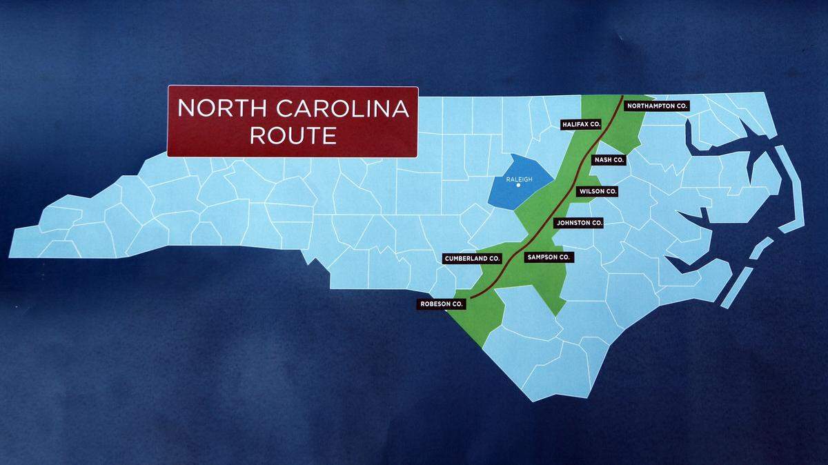 The Atlantic Coast Pipeline would run through eight eastern North Carolina counties.