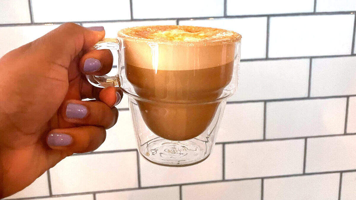 The brulee latte is one of the menu options at Resident Culture South End’s new full-service coffee bar.