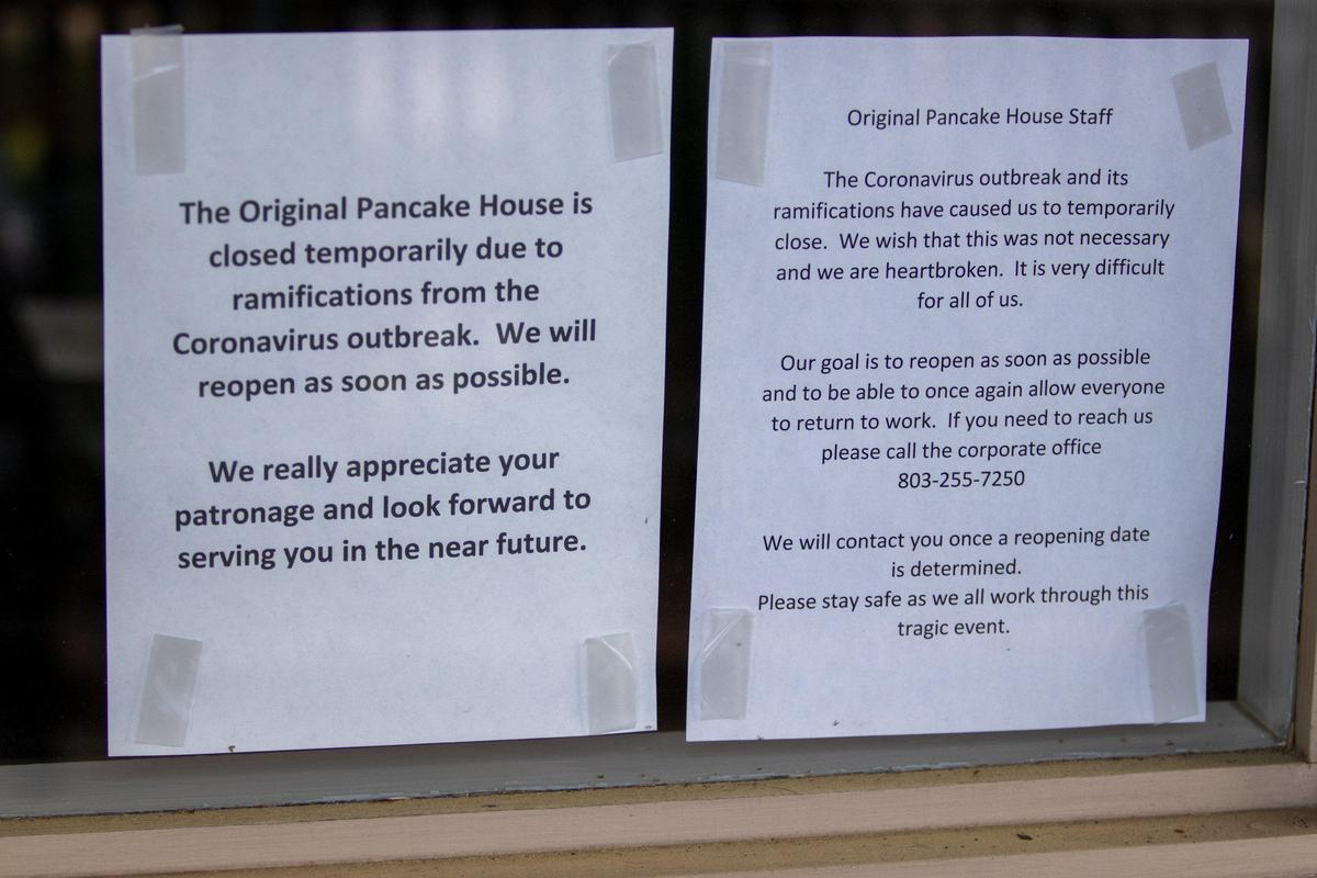 The Original Pancake House’s SouthPark location on April 6, 2020, during the COVID-19 pandemic.