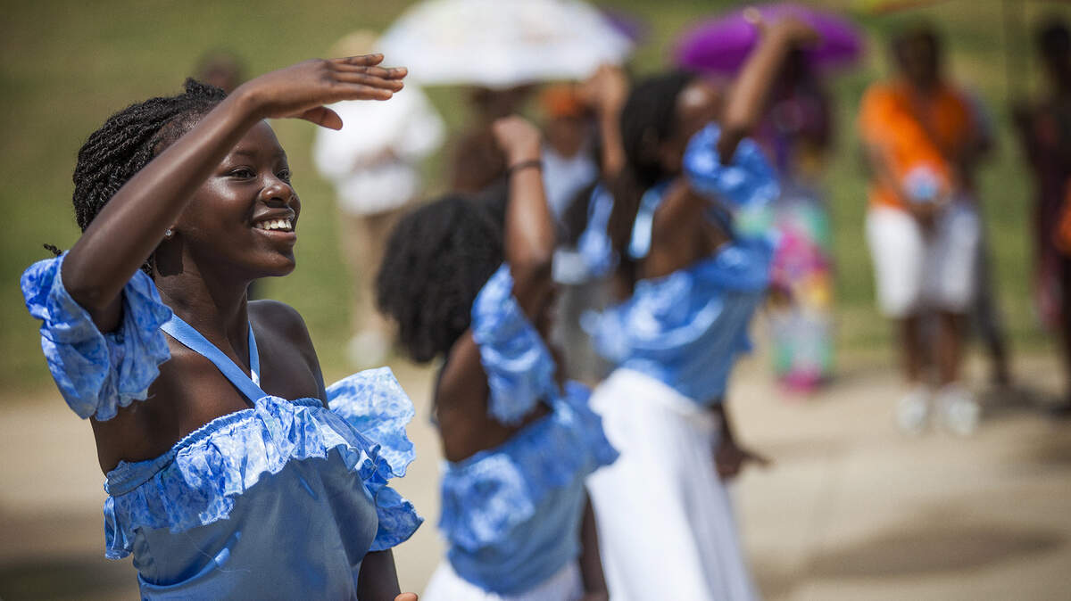 Diana Lumpiuns performs with the West Side Cultural Arts dance team at the 18th Annual Juneteenth Festival of the Carolinas on Saturday, June 20 , 2015.