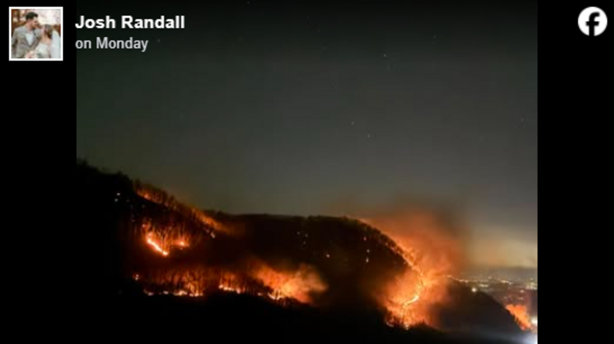 Josh Randall of Franklin posted this photo of the Winding Stairs Alpha Fire on Feb. 9. The fire is now 90% contained, the US  Forest Service says.