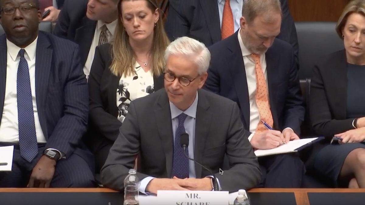 Wells Fargo CEO Charlie Scharf addresses the House a day after the bank’s chairwoman Betsy Duke resigned. Scharf outlined structural changes to move the bank forward.