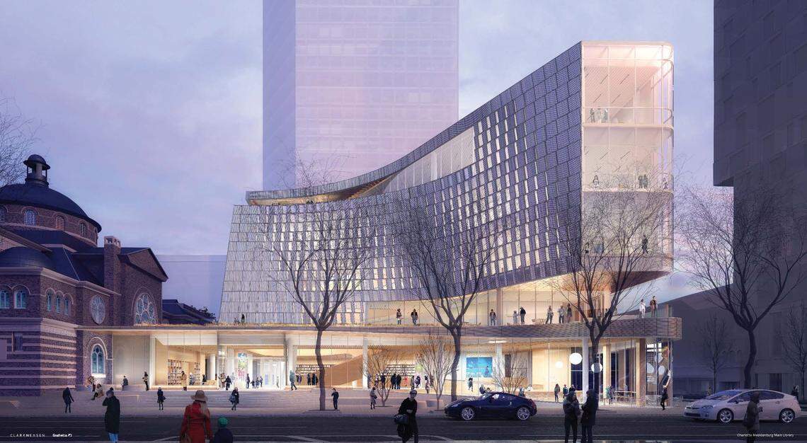 The new main library under construction in uptown Charlotte received a $10 million donation from the foundations of Carolina Panthers owner David Tepper and wife Nicole on Thursday, Feb. 3, 2022.