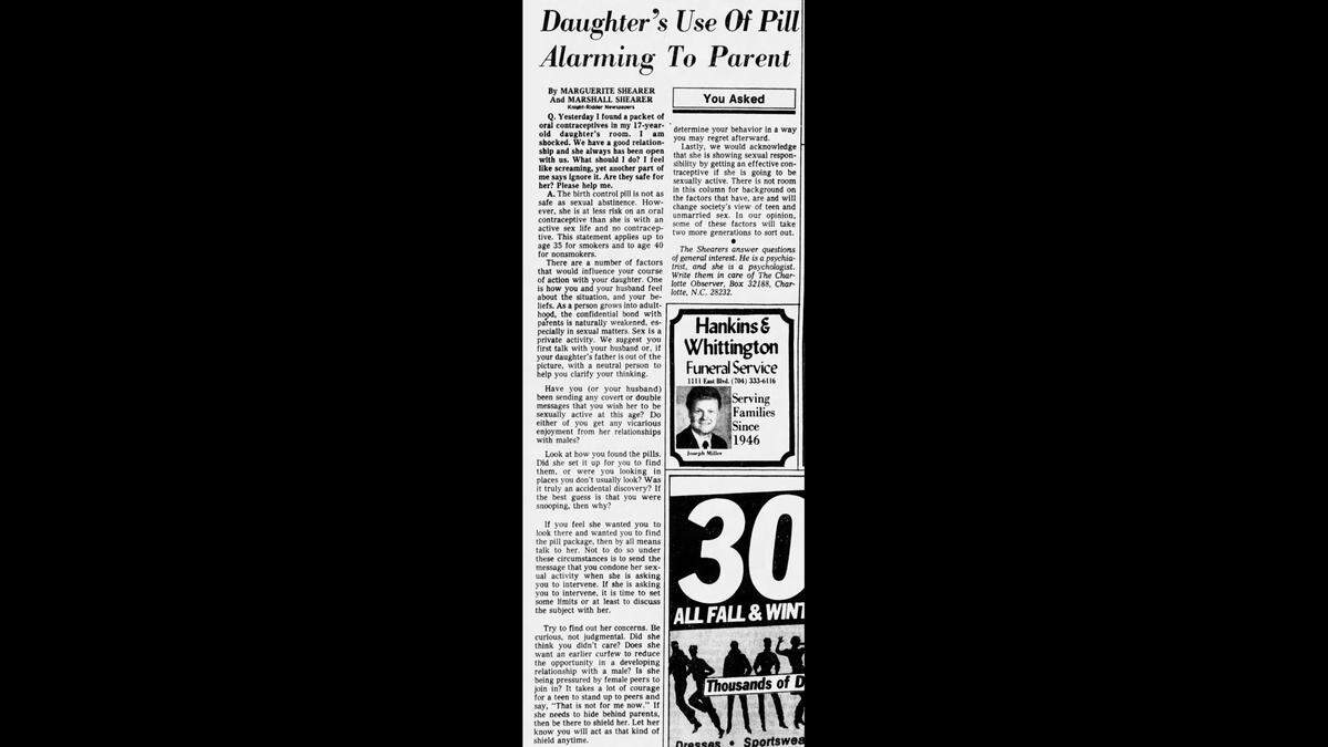 A snippet of the Jan. 16, 1986 advice column that ran in The Charlotte Observer.