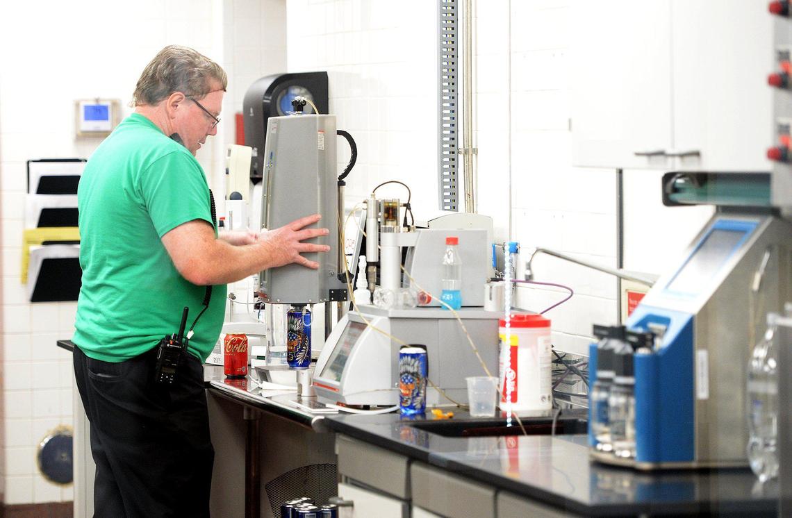 Members of the Coke Consolidated quality assurance laboratory team test products in the Snyder Production Center