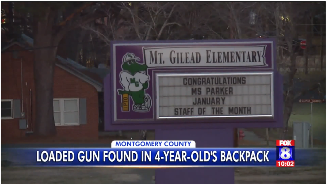 Mount Gilead Elementary, where the gun investigation took place on Thursday. Fox 8 video screenshot