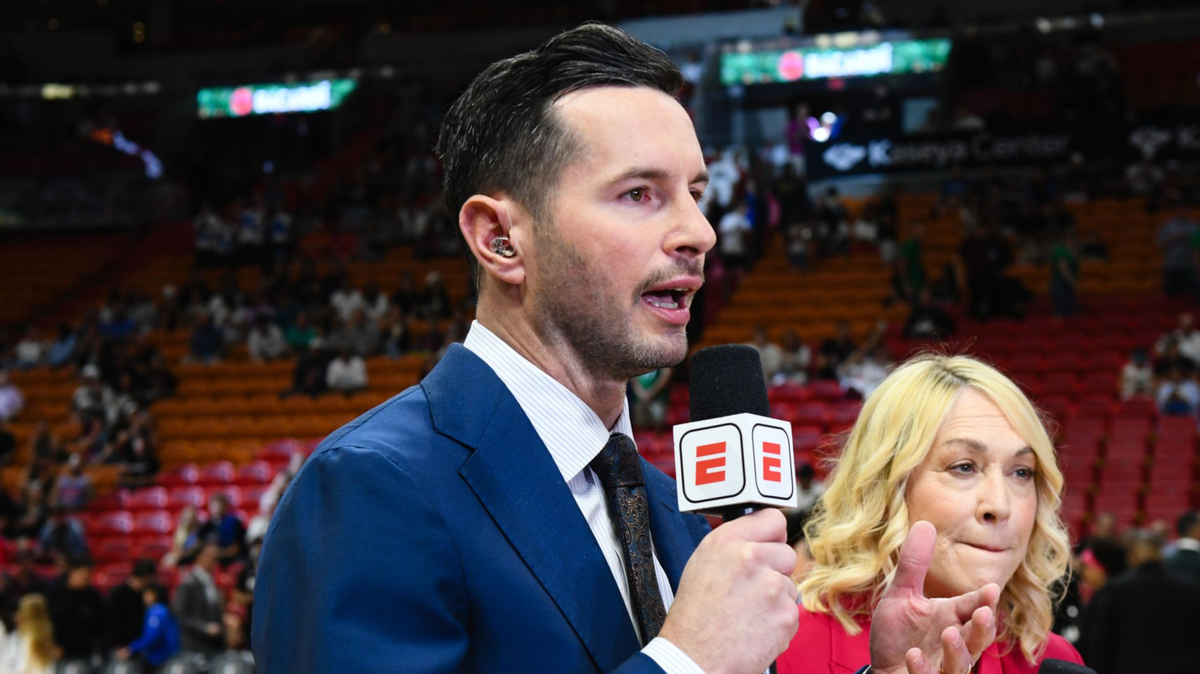 ESPN analyst JJ Redick, alongside NBA broadcasting colleague Doris Burke. / ESPN Images