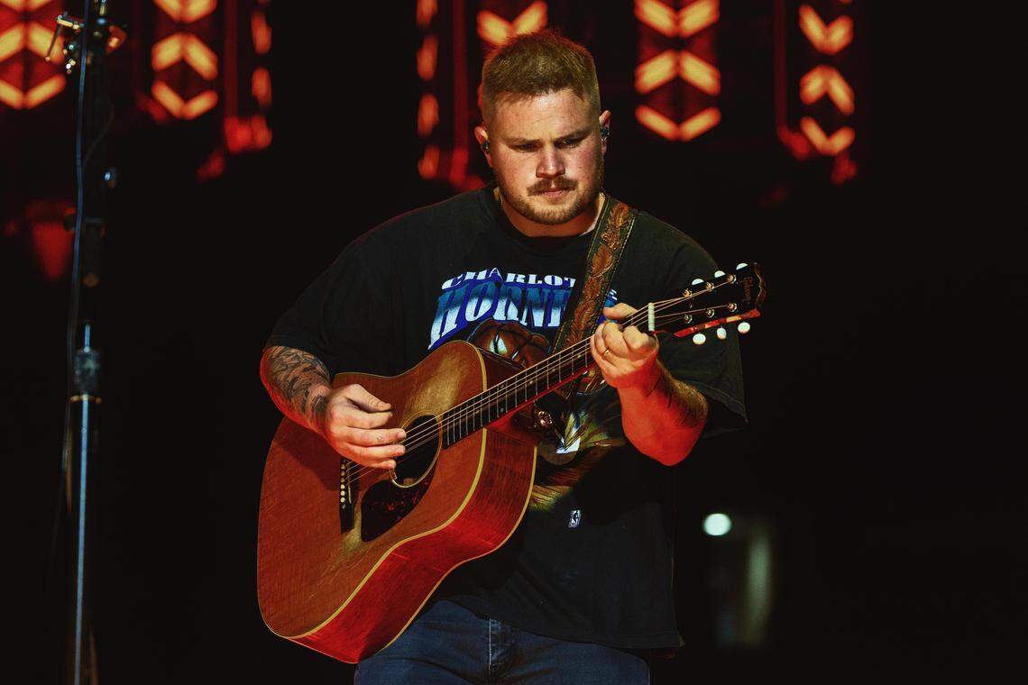 Zach Bryan performs at Bank of America Stadium in Charlotte on Saturday night.