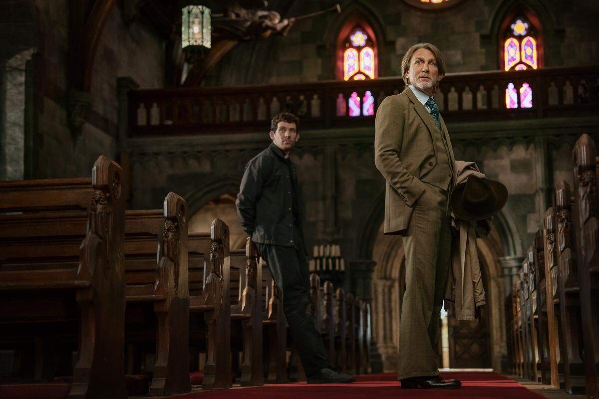 Josh O’Connor, left, and Daniel Craig as Benoit Blanc in ‘Wake Up Dead Man: A Knives Out Mystery.’