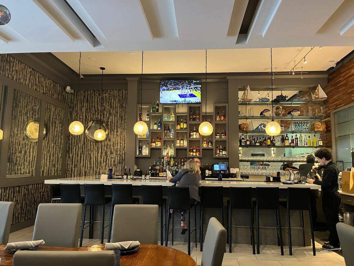 The bar at Yassou Greek restaurant.