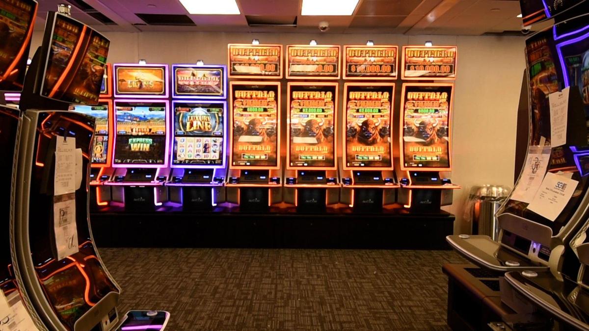 Rows of slot machines are hooked up and ready for the opening of a “prelaunch” facility in early July at the Catawba Indian Nation’s Two Kings Casino Resort. The casino will be using temporary facilities until more permanent additions are made in 2022.