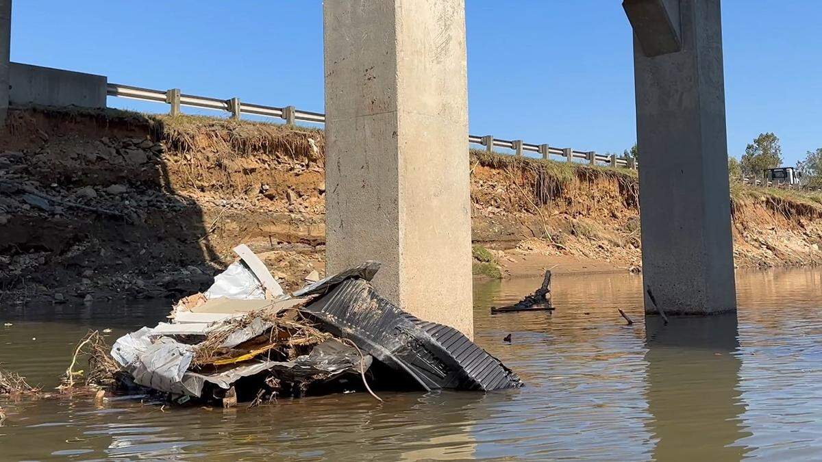 Debris is shown in the Catawba River near Old Fort.
