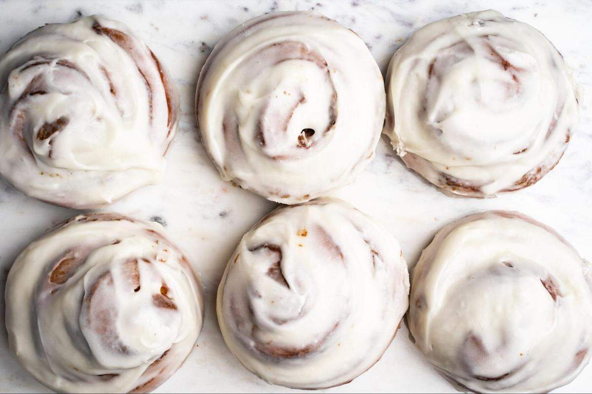 Sunflour’s traditional brioche cinnamon roll is a popular classic.