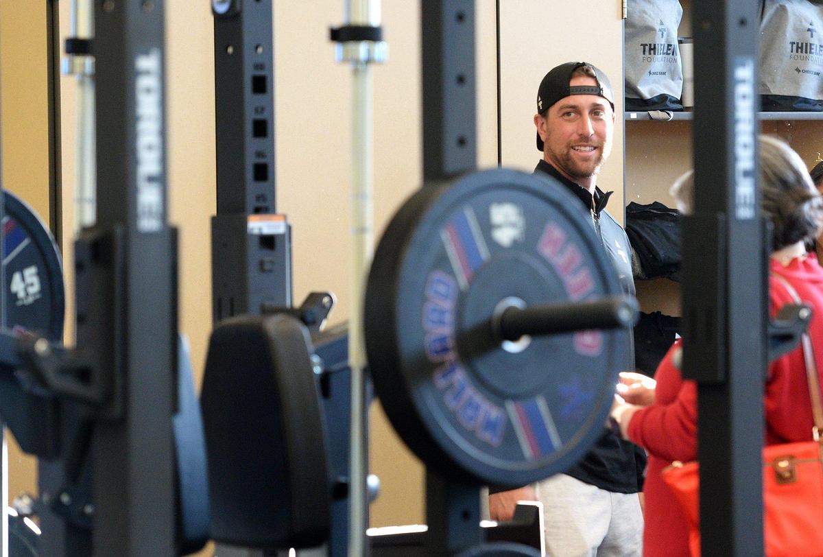 Panthers star, Adam Thielen and his wife Caitlin Thielen, donated a weight room to Mallard Creek High School on Monday, Feb. 24, 2025.