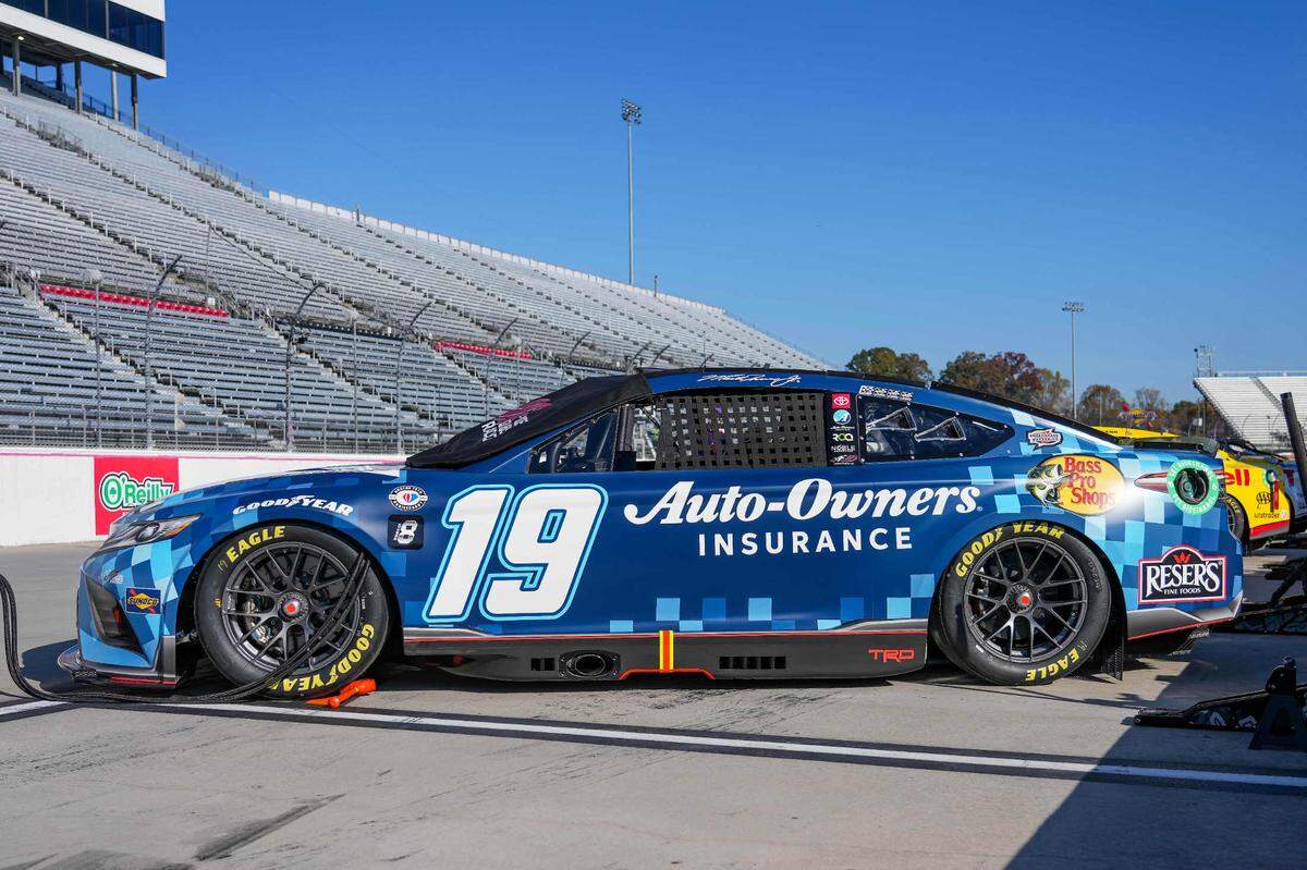 Oct 28, 2023; Martinsville, Virginia, USA; NASCAR Cup Series driver Martin Truex Jr. (19) car on pit road prior to practice at Martinsville Speedway.