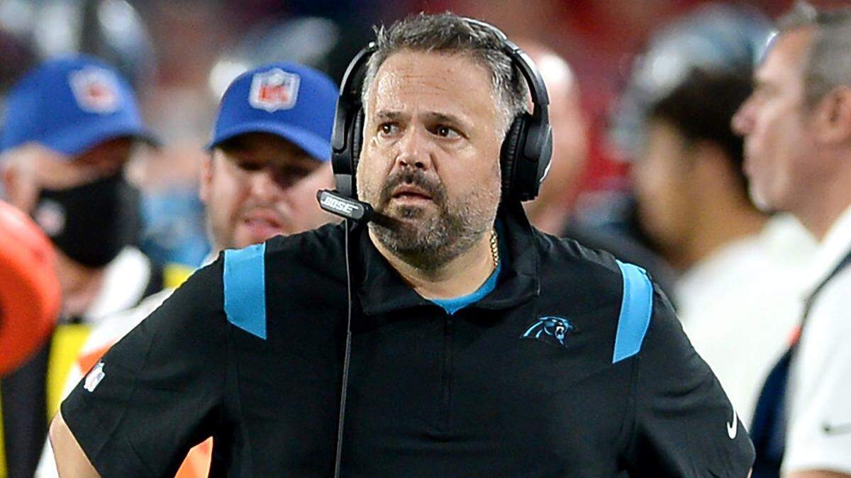 Carolina Panthers head coach Matt Rhule has a lot at stake while searching for the team’s next offensive coordinator.