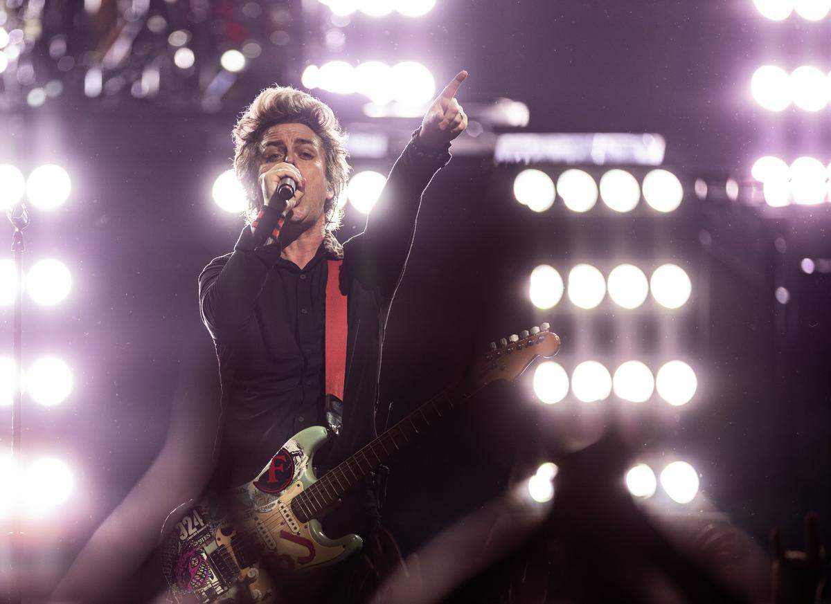 Green Day performs at the PNC Music Pavilion in Charlotte, N.C., on Monday, August 26, 2024.