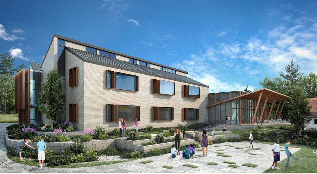 Rendering of the rear of the proposed Charlotte Preparatory School lower building, which is slated to begin construction this fall.
