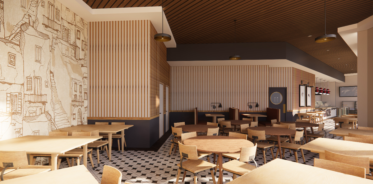 Portofino’s will open on the ground level of the recently renovated One Independence Center in spring 2024.