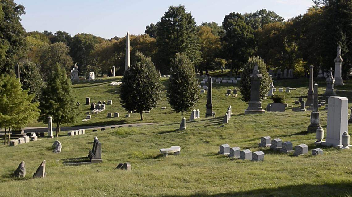 Memorials in Allegheny Cemetery, near the childhood home of Carolina Panthers owner David Tepper in Pittsburgh, PA  on Wednesday, August 29, 2018. Tepper played football with his friends among the tombstones when he was a kid.