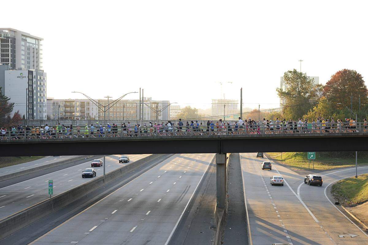 Participants compete in the Novant Health Charlotte Marathon Saturday, Nov. 15, 2025, in Charlotte, N.C.
