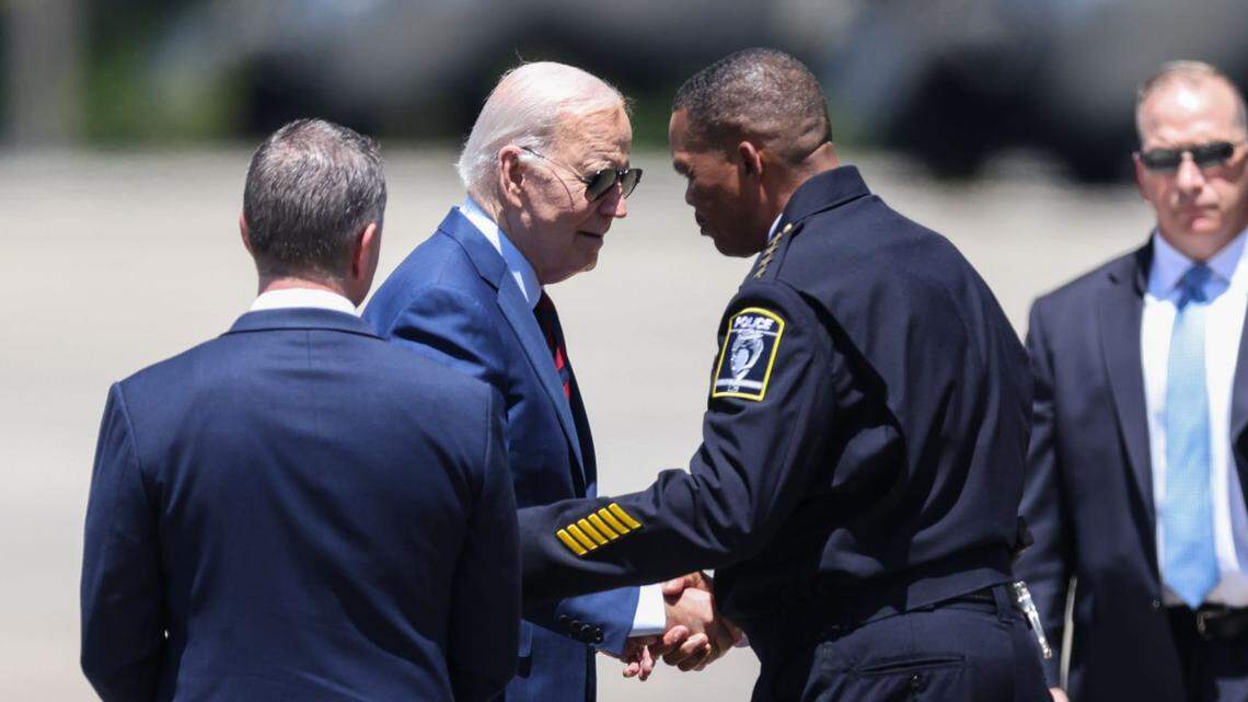 President Joe Biden visits with NC families of officers killed in Charlotte shooting