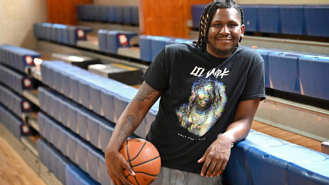 Charlotte’s BJ Mack on Thursday, April 6, 2023 at Holy Trinity Middle School in Charlotte, NC. Mack, a junior at Wofford College is one of the nation’s top NCAA transfers.