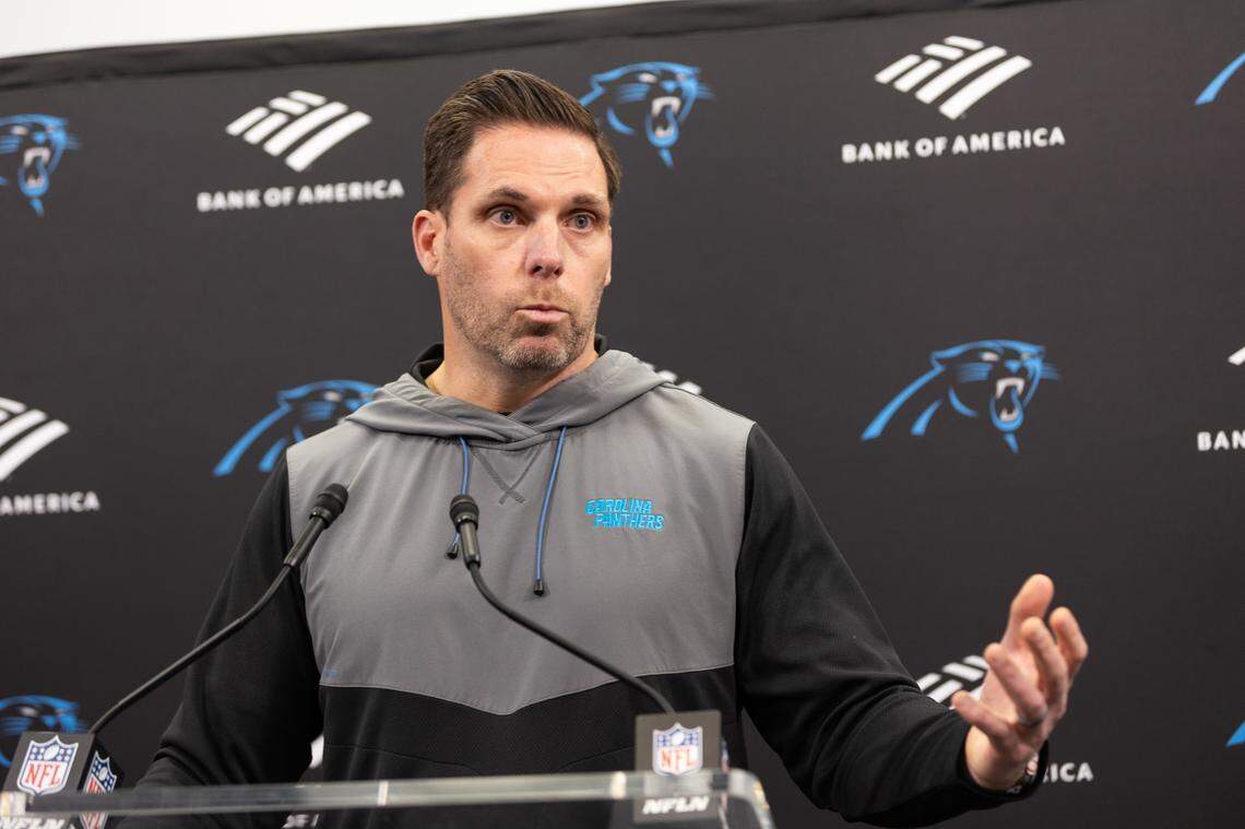 Carolina Panthers General Manager Dan Morgan speaks during a press conference at Bank of America Stadium on Monday, January 6, 2025.