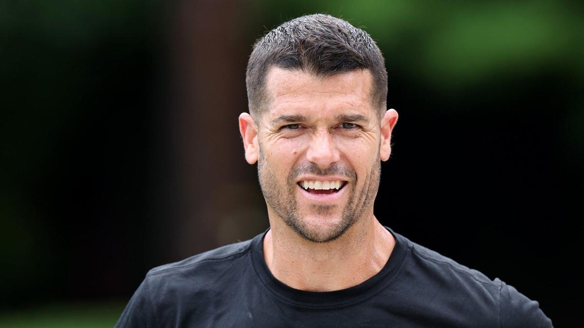 Carolina Panthers head coach Dave Canales jogs to the team’s OTA practice on Tuesday, June 4, 2024.