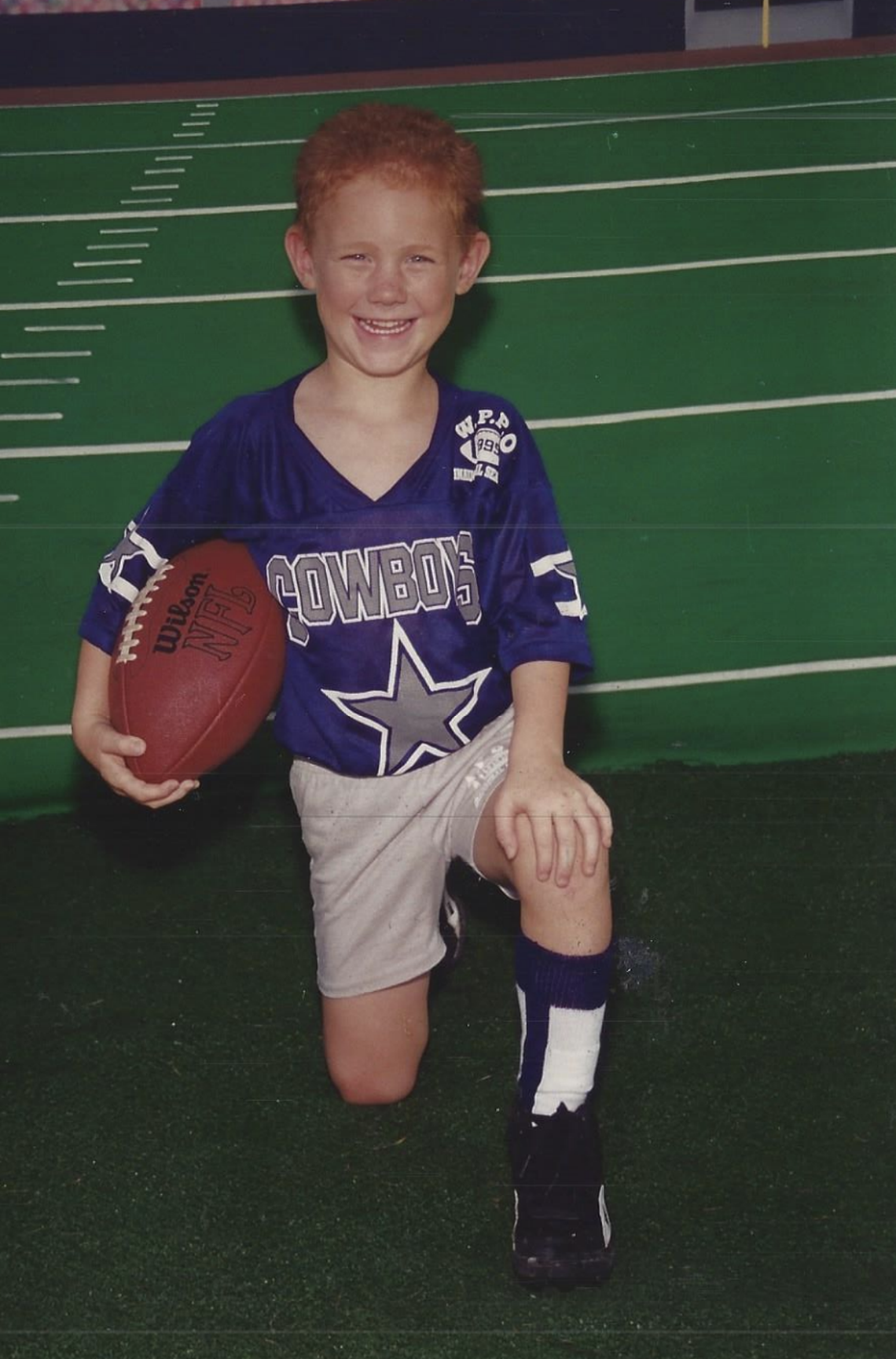 Panthers offensive coordinator Joe Brady as a child playing youth football. (Credit Jodi Brady/Brady family)