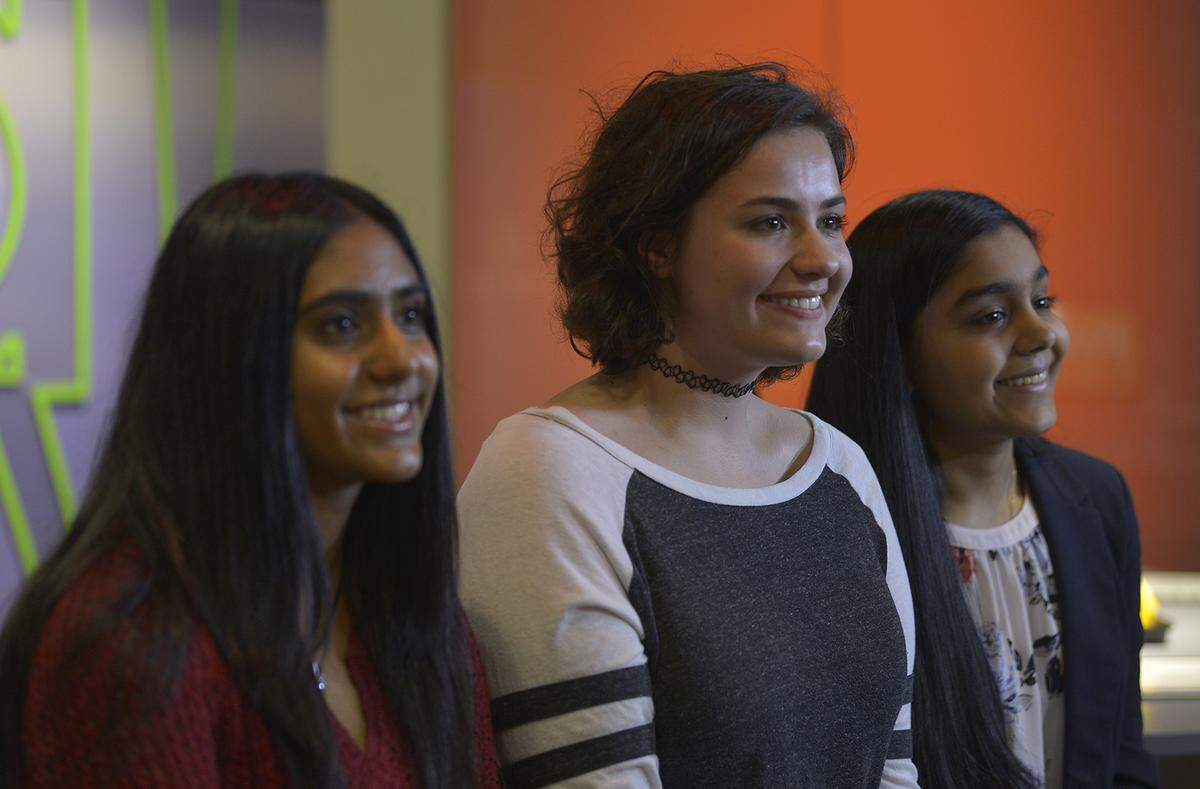 Three Charlotte high school students have been named World Science Scholars (left to right): Saanchi Sampath, a sophomore at Myers Park High; Genevieve “Vievie” Romanelli, who is home-schooled; and Aakriti Lakshmanan, a sophomore at Ardrey Kell High.