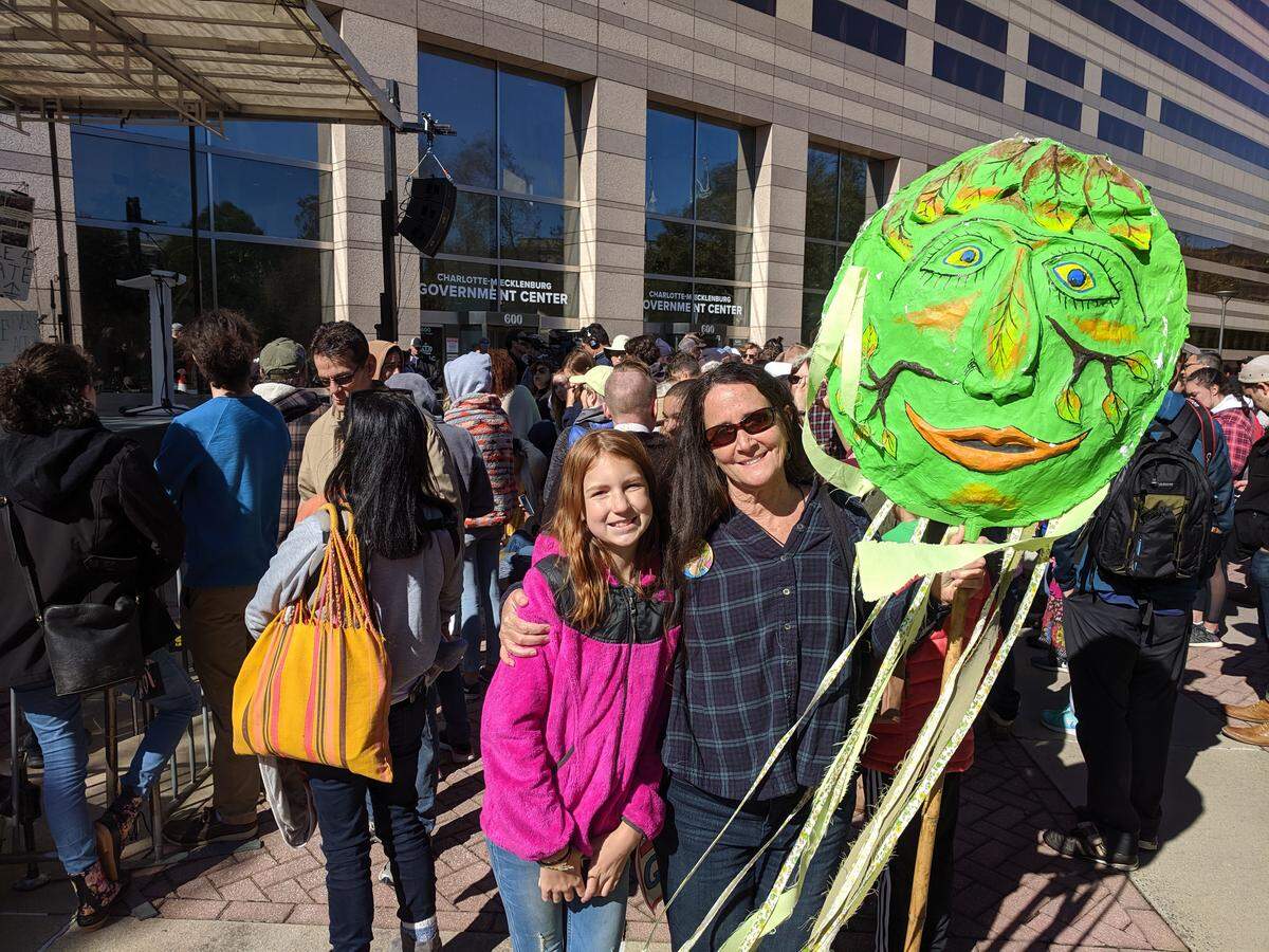 Denise Eller and her granddaughter, Gracey Eller, 10, drove 180 miles from Clarkesville, Ga., to hear teen climate activist Greta Thunberg speak in Charlotte on Friday.