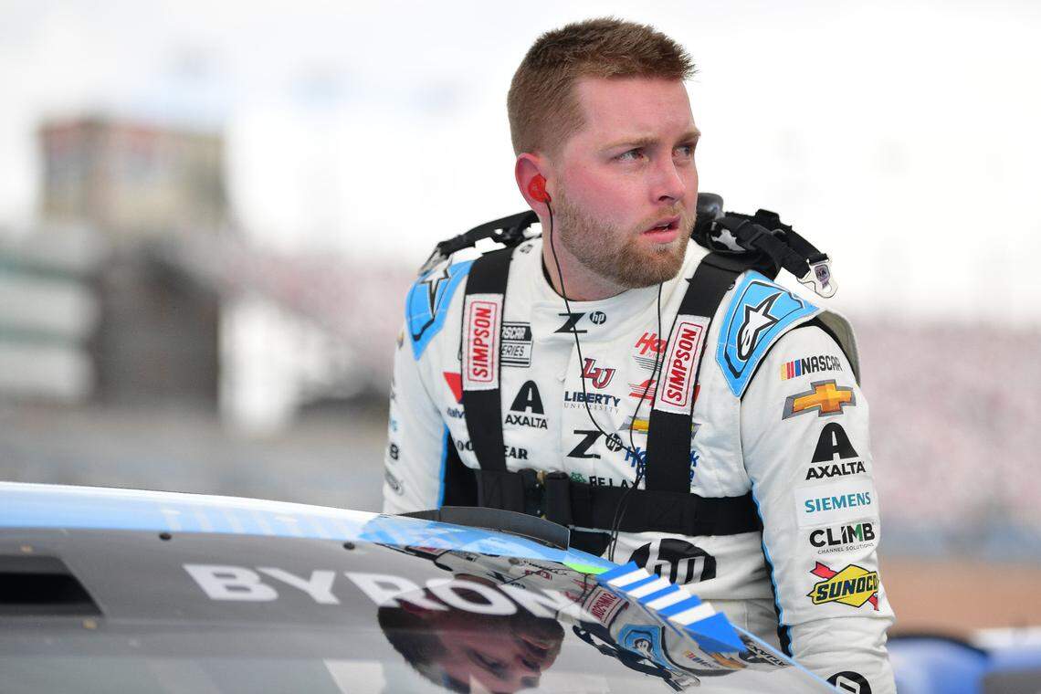 William Byron (24) during qualifying at Las Vegas Motor Speedway ahead of Sunday’s NASCAR Cup Series race.
