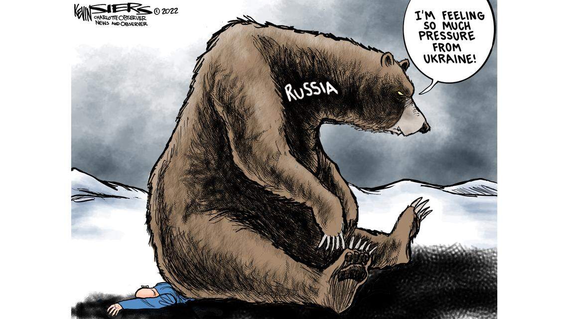 Kevin Siers cartoon: Putin’s unbearable complaint