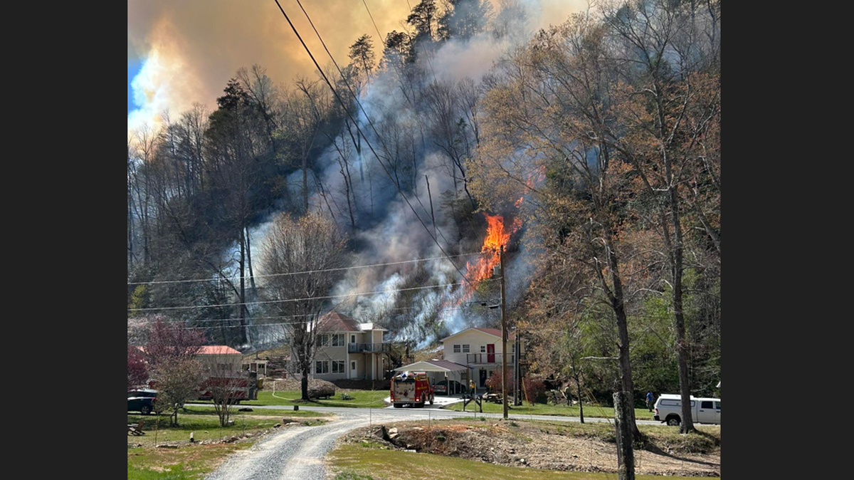 This photo of the Jumping Branch fire was shared Sunday, March 29, on social media by McDowell County 911. The fire has since grown to 275 acres. 