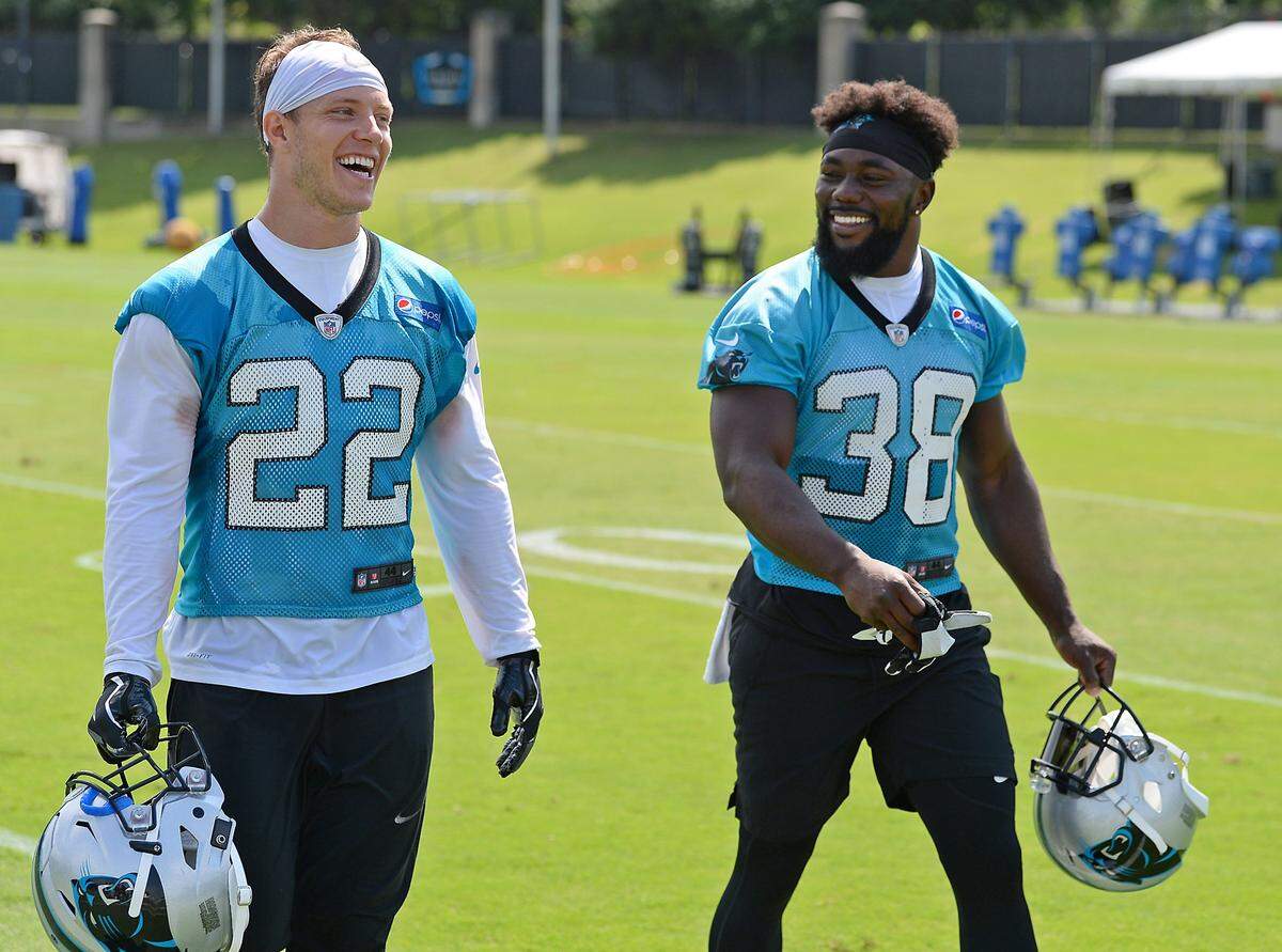 Panthers running backs Christian McCaffrey, left and Kenjon Barner, right, both could play important roles in the return game, too.