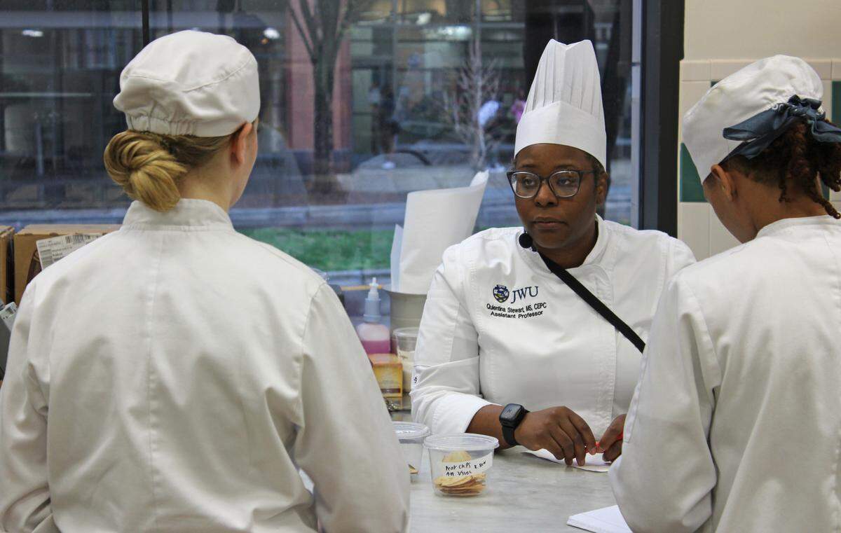 Professor Quientina Stewart directs students at Johnson & Wales University.
