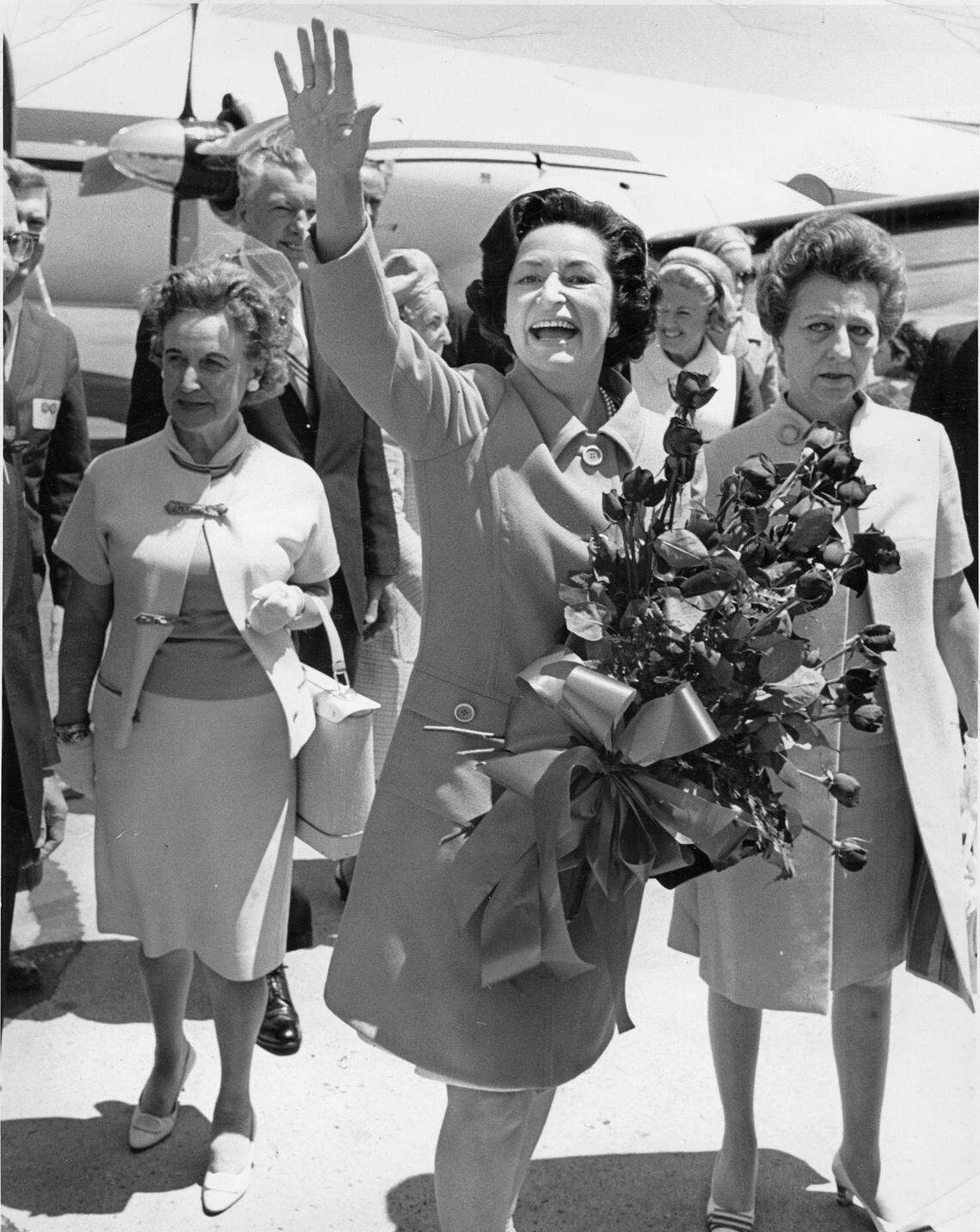 Four years after her whistle-stop tour of the South, Lady Bird Johnson visited Charlotte on May, 20, 1968, to speak at the James K. Polk birthplace in Pineville.