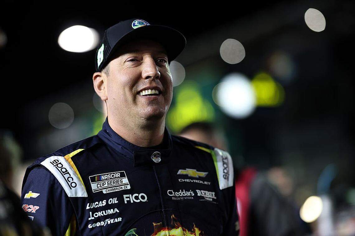 DAYTONA BEACH, FLORIDA - FEBRUARY 11: Kyle Busch, driver of the #8 zone Jalapeno Lime Chevrolet, looks on during qualifying for the NASCAR Cup Series Daytona 500 at Daytona International Speedway on February 11, 2026 in Daytona Beach, Florida. (Photo by James Gilbert/Getty Images)