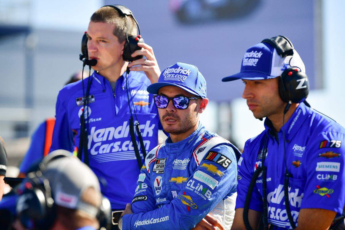 Oct 14, 2023; Las Vegas, Nevada, USA; NASCAR Cup Series driver Kyle Larson (5) during qualifying for the South Point 400 at Las Vegas Motor Speedway. Mandatory Credit: Gary A. Vasquez-USA TODAY Sports
