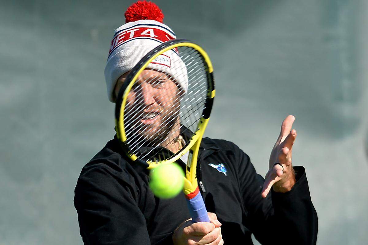 Professional tennis player Jack Sock practices with his coach Alex Bogomolov Jr. at the Cabarrus Country Club in Concord, NC on Wednesday, January 20, 2021.
