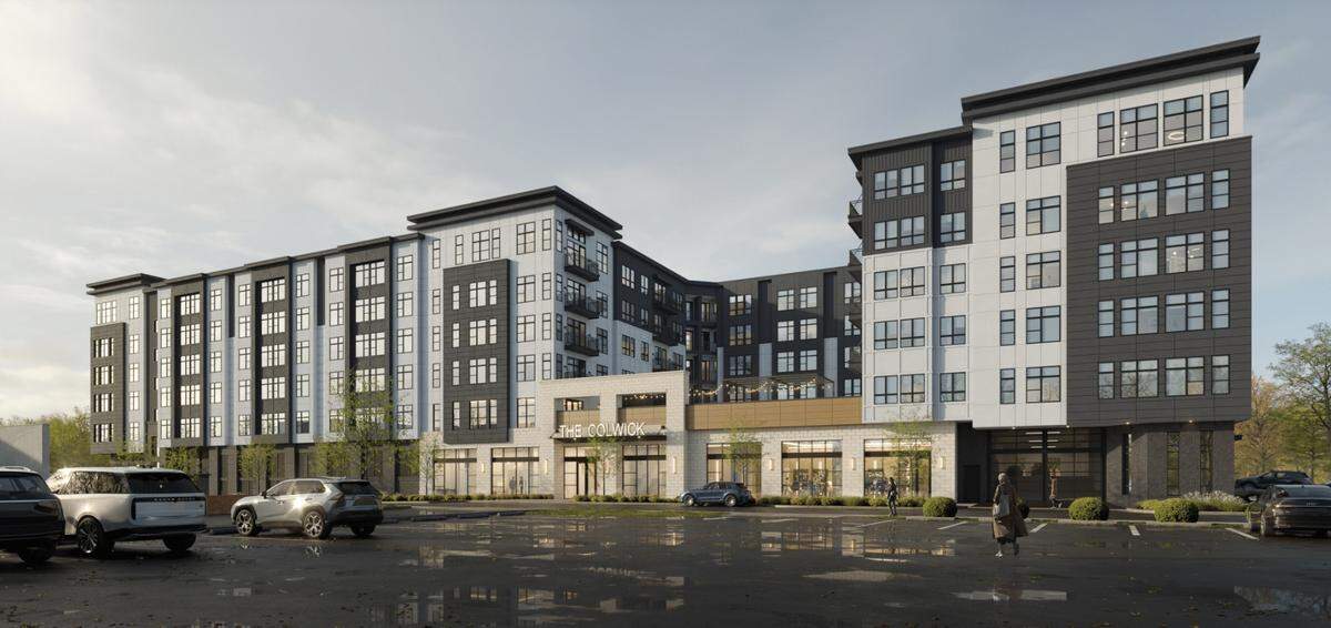 Exterior rendering of The Colwick designed by Axiom Architecture; developed and owned by The Fallon Company